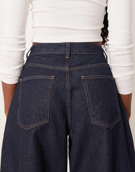 ASOS DESIGN cropped barrel leg jeans with button fly