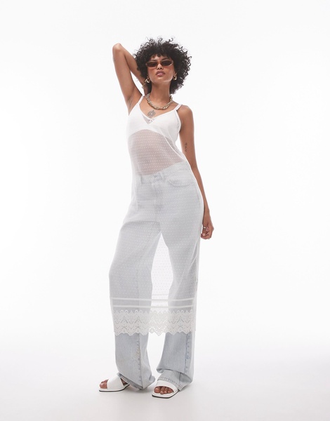 Topshop sheer lace maxi dress in ivory