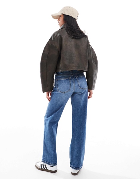 ASOS DESIGN Petite comfort stretch straight leg jeans in authentic dark mid blue
