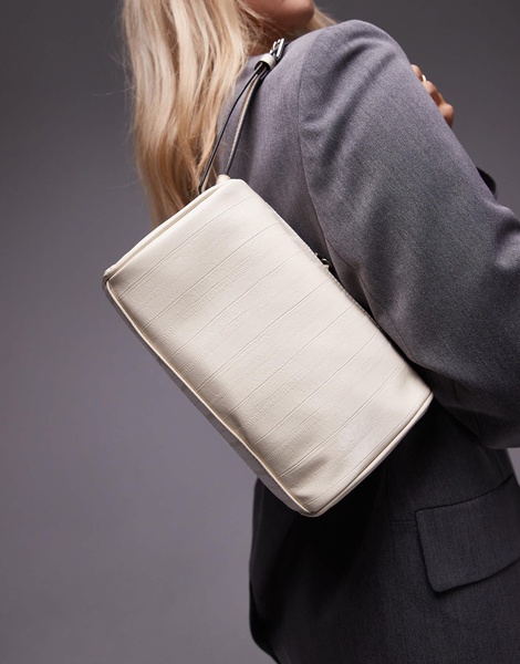 Topshop Sullivan barrel shoulder bag in off white
