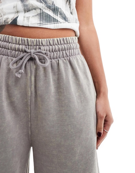 ASOS DESIGN heavyweight longline sweat shorts in acid gray wash