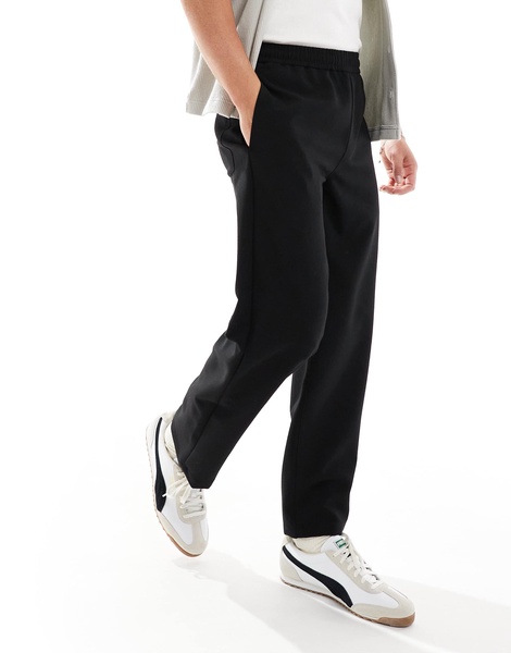 Bershka wide leg tailored pants in black