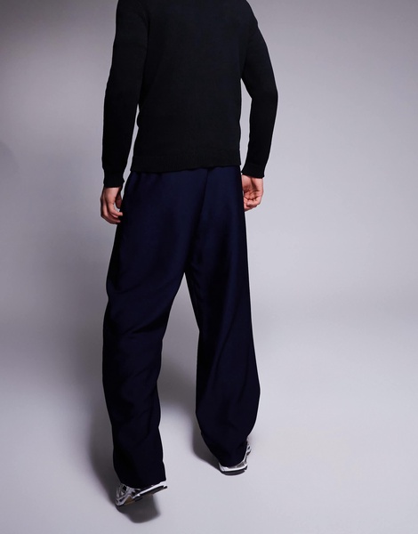 ASOS DESIGN wide fit smart pants in navy