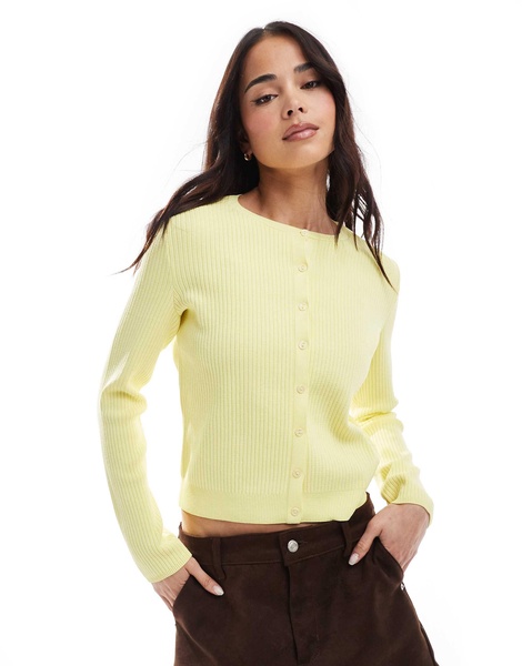 ASOS DESIGN knit cardigan in buttermilk yellow