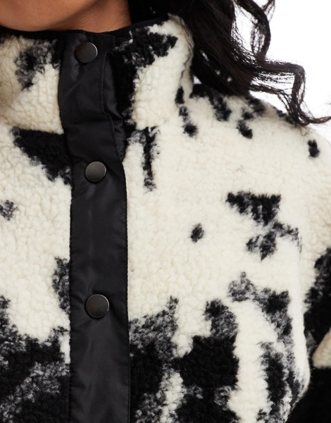 ONLY button down borg fleece in cow print