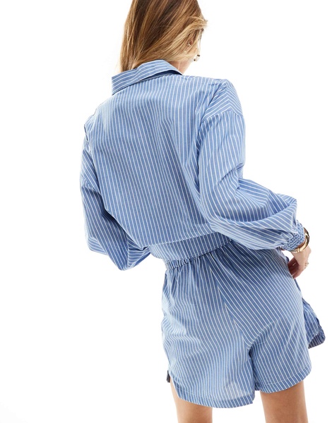 ONLY tie waist shorts in blue & white stripe - part of a set