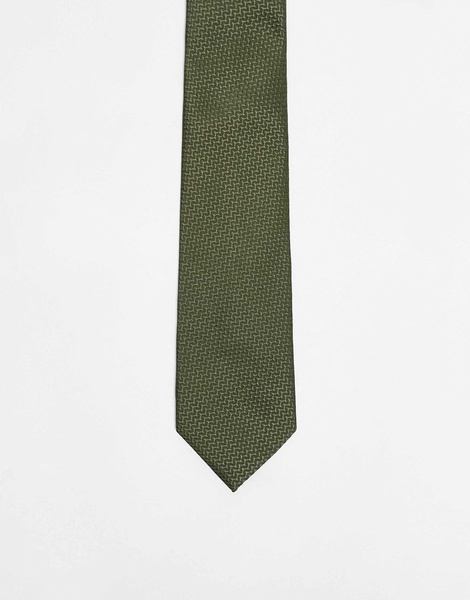 ASOS DESIGN textured tie in khaki