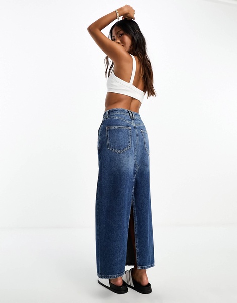 River Island Petite maxi skirt with seam detail in blue