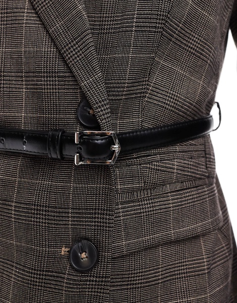 ASOS DESIGN check blazer with PU belt