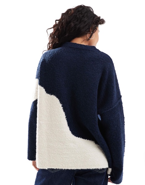 ASOS DESIGN crew neck boucle sweater in abstract print