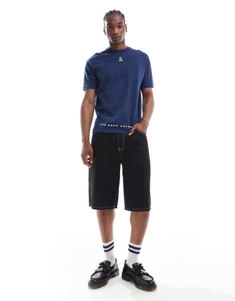 AAPE by A Bathing Ape embossed logo T-shirt in navy