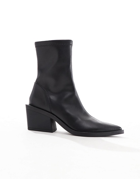 ASOS DESIGN Wide Fit Refresh western sock boots in black