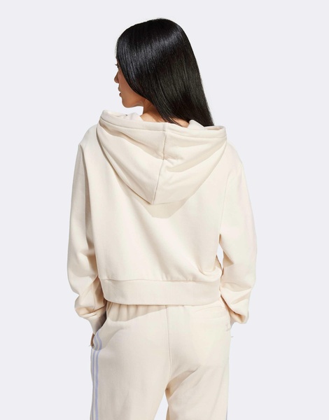 adidas Originals Sports Varsity cropped hoodie in cream and purple