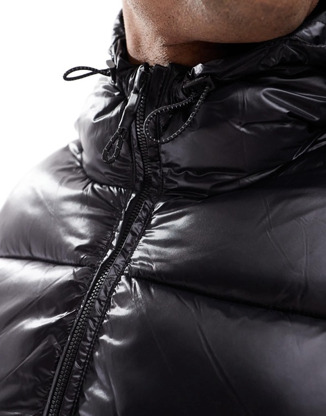 Bershka faux leather vest in black