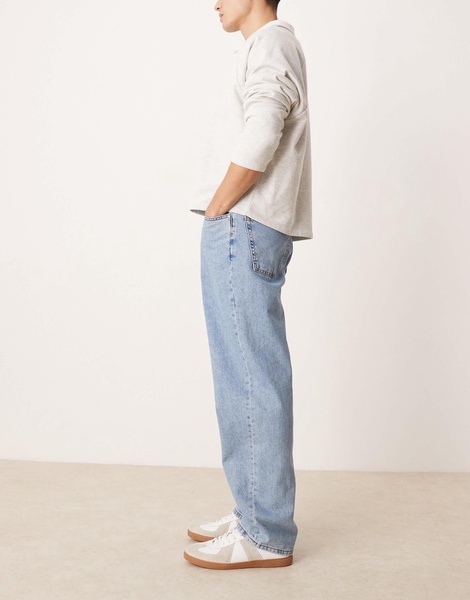 ASOS DESIGN baggy jeans in mid wash blue