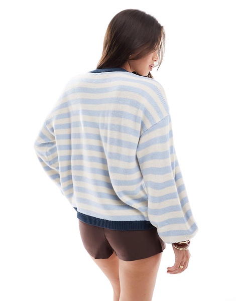 ASOS DESIGN knitted sweater in blurred blue stripe