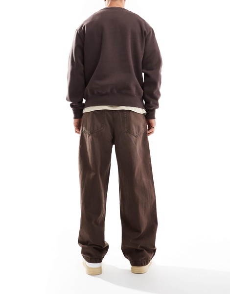 Bershka super baggy fit jeans in brown