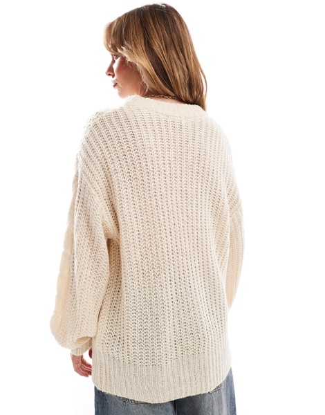 Brave Soul oversized cable knit sweater in oatmeal