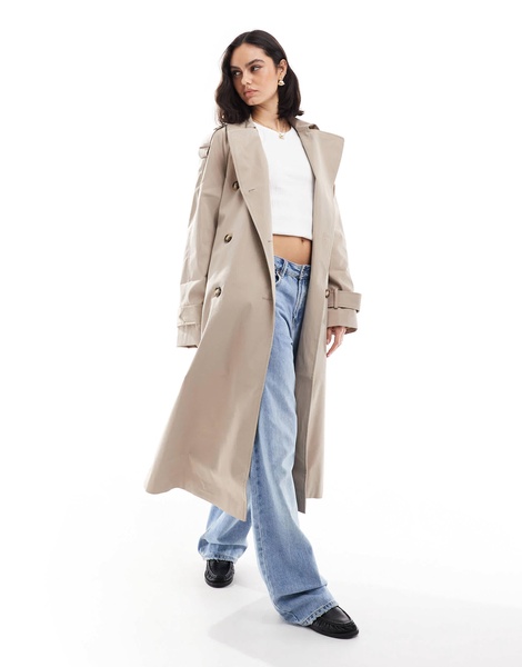 ASOS DESIGN longline trench coat in mushroom