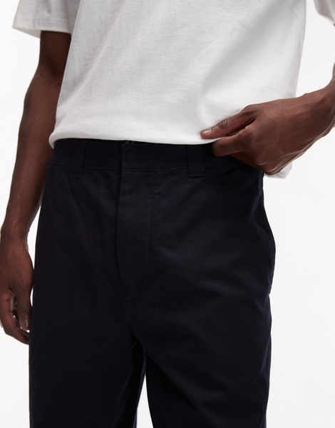 Arket relaxed fit pants with flat front in dark blue