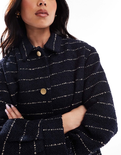 ASOS DESIGN striped boucle formal jacket in navy