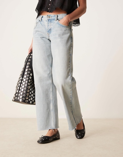 ASOS DESIGN Wide Fit Lynette high vamp studded ballets in black