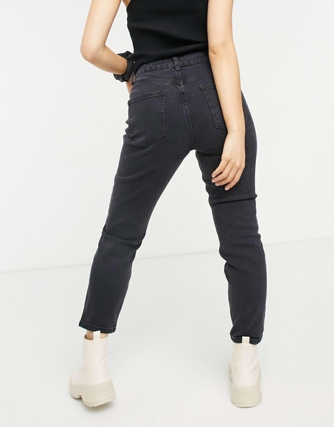 ASOS DESIGN Petite hourglass high rise farleigh 'slim' mom jeans in washed black