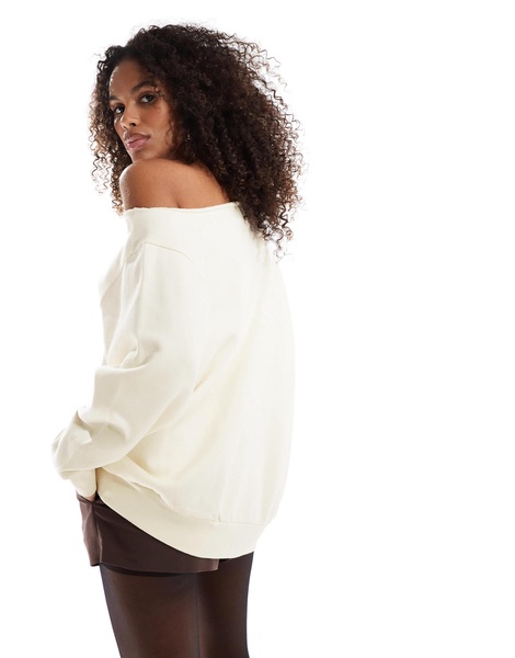 ASOS DESIGN off shoulder oversized sweatshirt in white