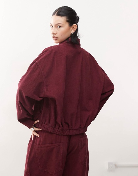 Reclaimed Vintage cord bomber jacket in burgundy - part of a set