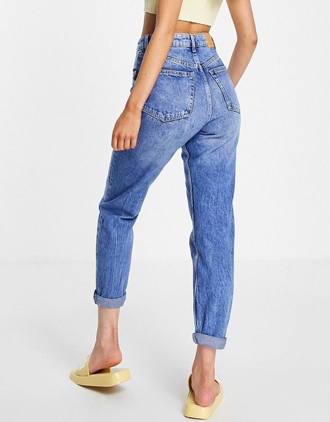 Bershka mom jeans in vintage blue