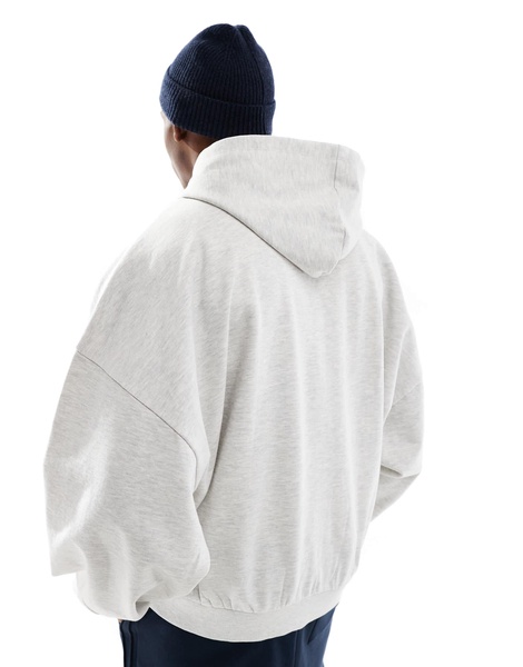 ASOS DESIGN essential extreme oversized zip through hoodie in white heather