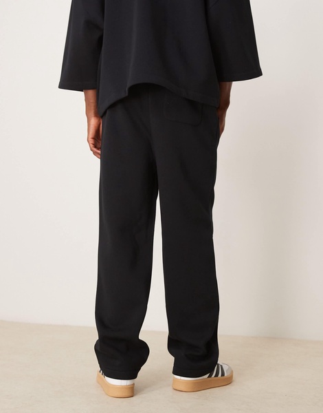 ASOS DESIGN wide leg sweatpants with pin tuck in black - part of a set