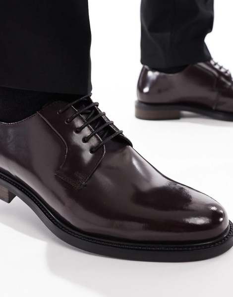 ASOS DESIGN lace-up derby shoes in burgundy leather