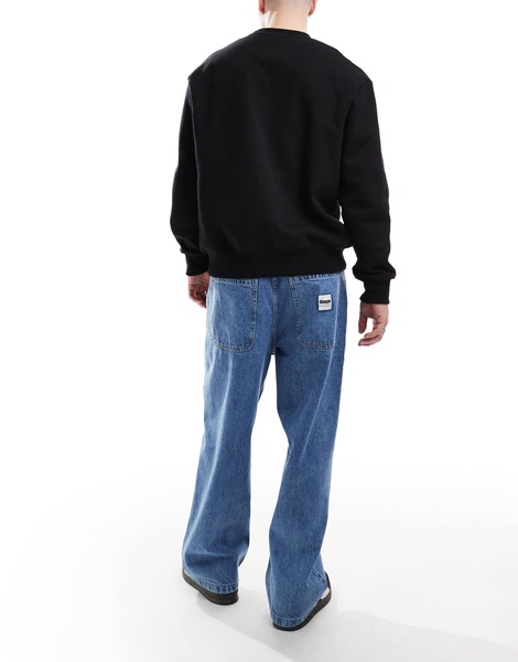 Bershka loose baggy fit jeans in dark blue