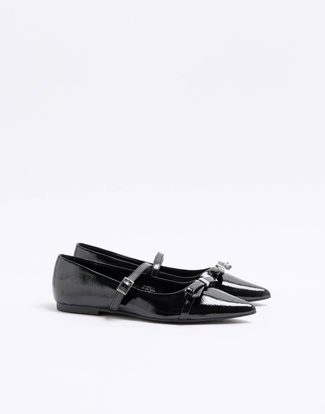 River Island pointed mary jane ballet in black