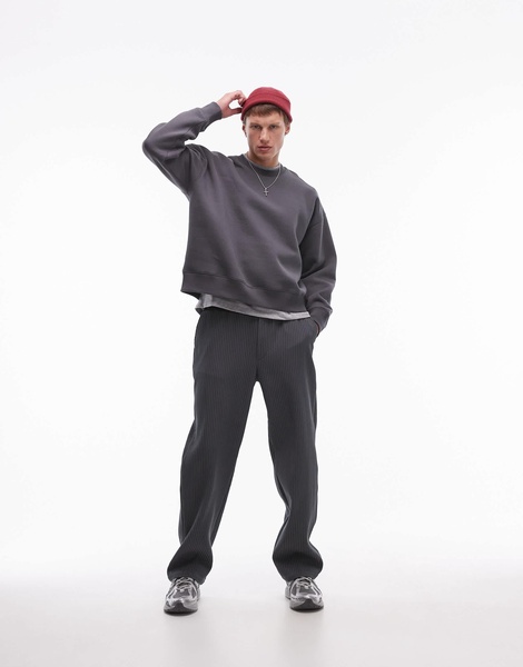 Topman boxy fit sweatshirt in charcoal
