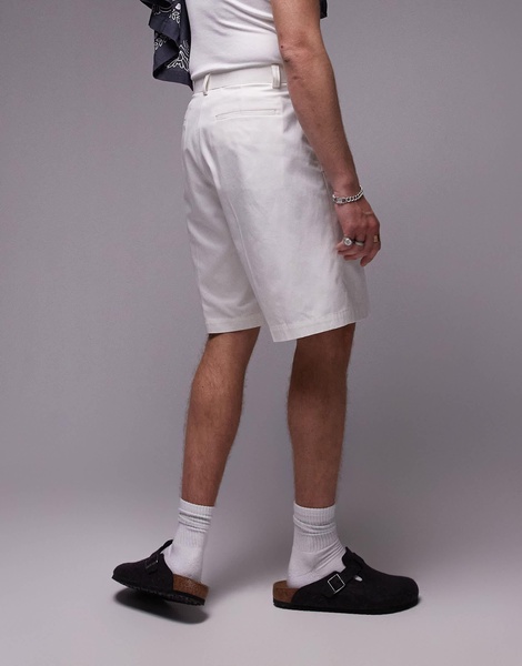 Topman twin pleat wide shorts in ecru