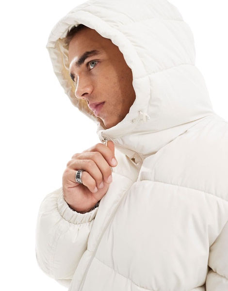 Bershka puffer jacket with hood in white