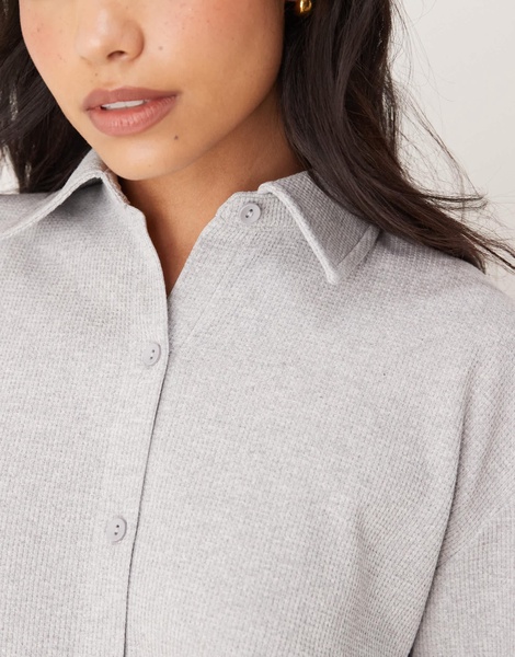 ASOS DESIGN oversized waffle knit shirt in gray