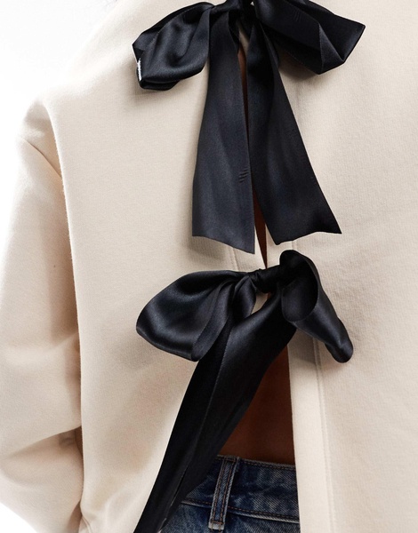 Miss Selfridge contrast bow back detail sweatshirt