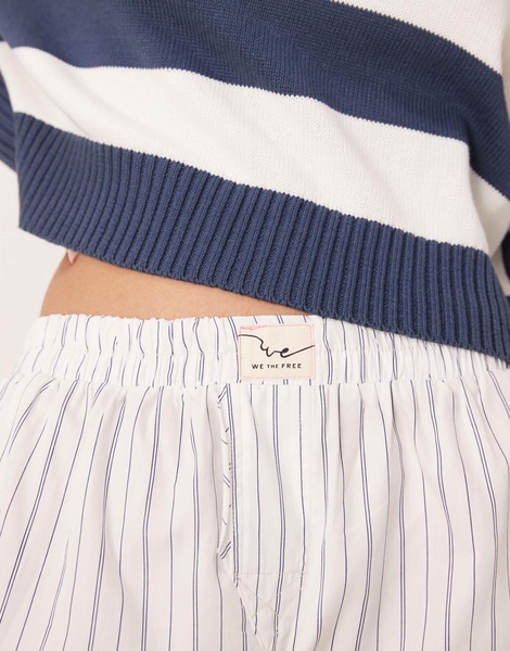 Free People Day To Day striped boxer shorts in pink