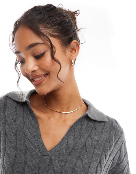 Bershka oversized cable knit sweater in dark gray