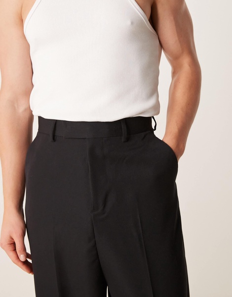 ASOS DESIGN smart baggy balloon fit pants in black