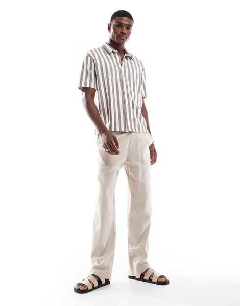 Bershka bold stripe shirt in light brown