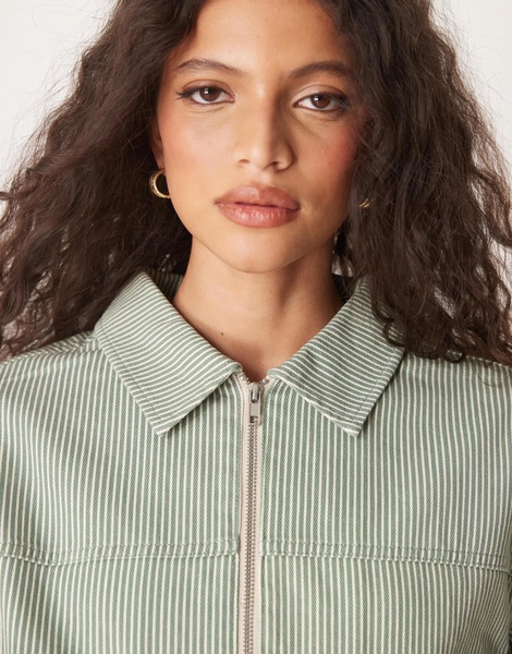 ASOS DESIGN twill top collar jacket in stripe