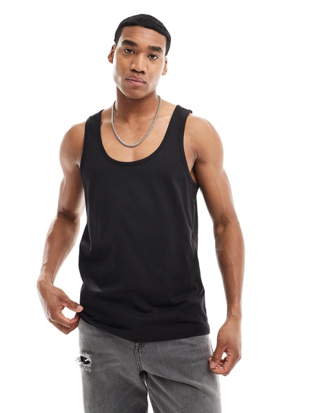 ASOS DESIGN tank top in black with celestial back print