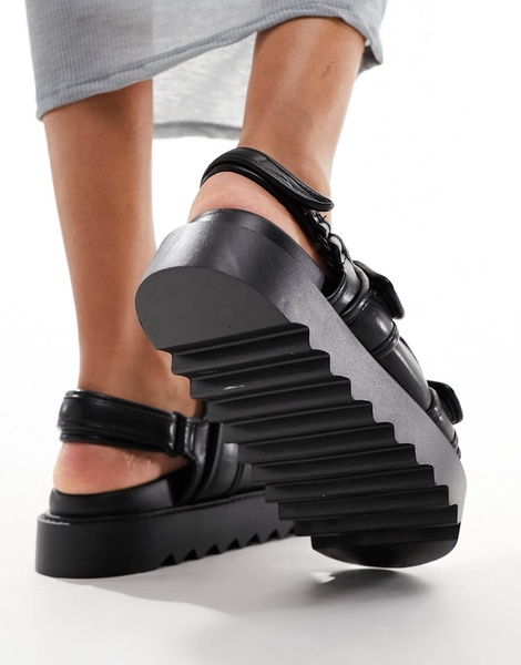 ASOS DESIGN Forecast sporty dad sandals in black