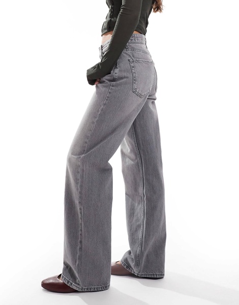 Bershka high waist 90s wide leg jeans in washed gray