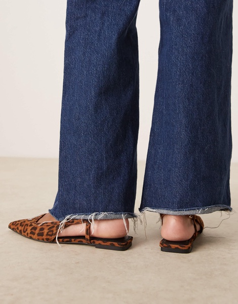 ASOS DESIGN Lorraine slingback ballet flat in leopard suedette
