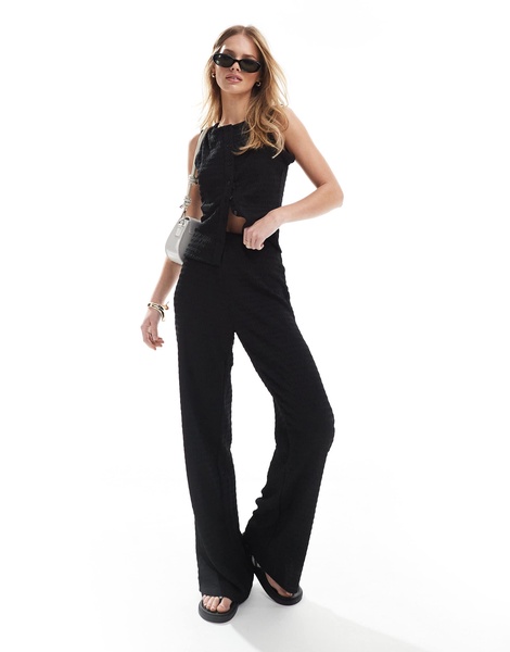 Brave Soul textured straight leg pants in black